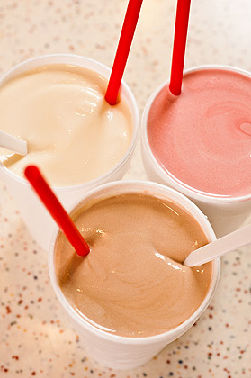 Chocolate Vanilla Strawberry Milkshakes